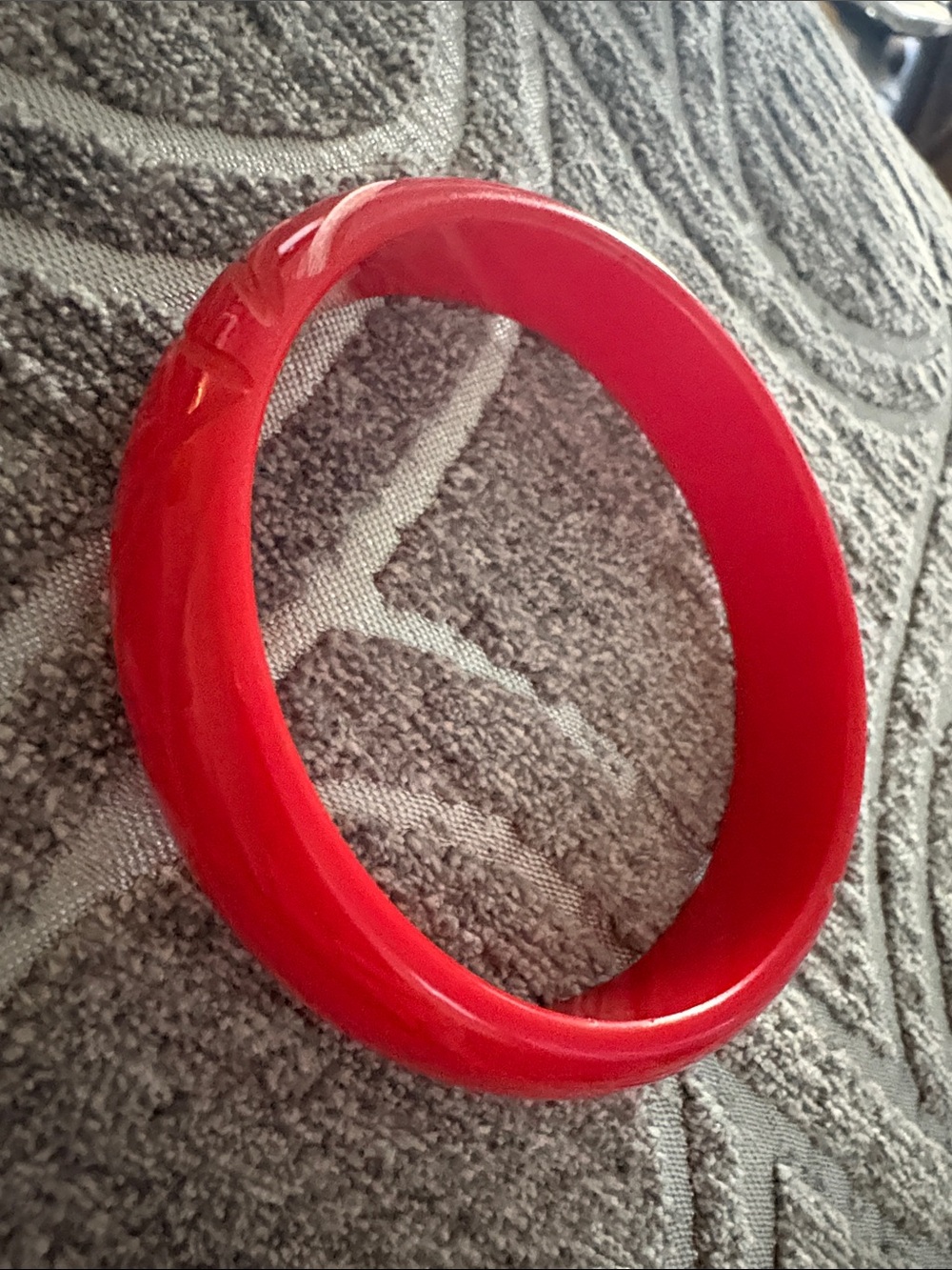 Red Carved Bakelite Bangle Bracelet - Women Jewelry Bracelets